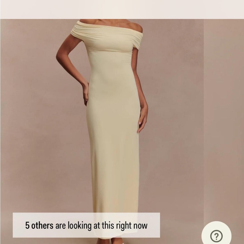 Meshki Cream Off-Shoulder Sheath Dress